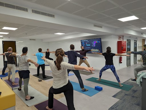 geotab team doing yoga